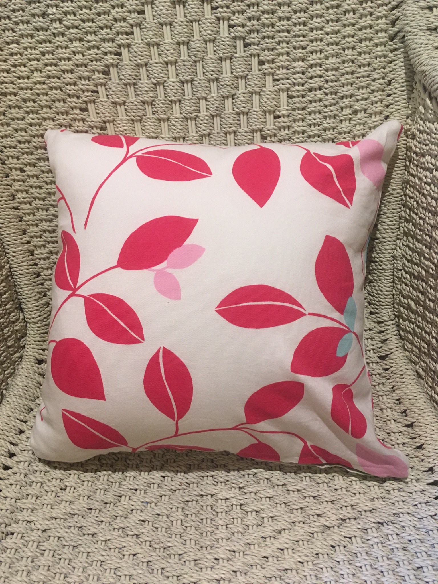 Aqua, Hot Pink Floral & Hot Pink Leaf Scatter Cushion Cover Jacaranda Country Cottage