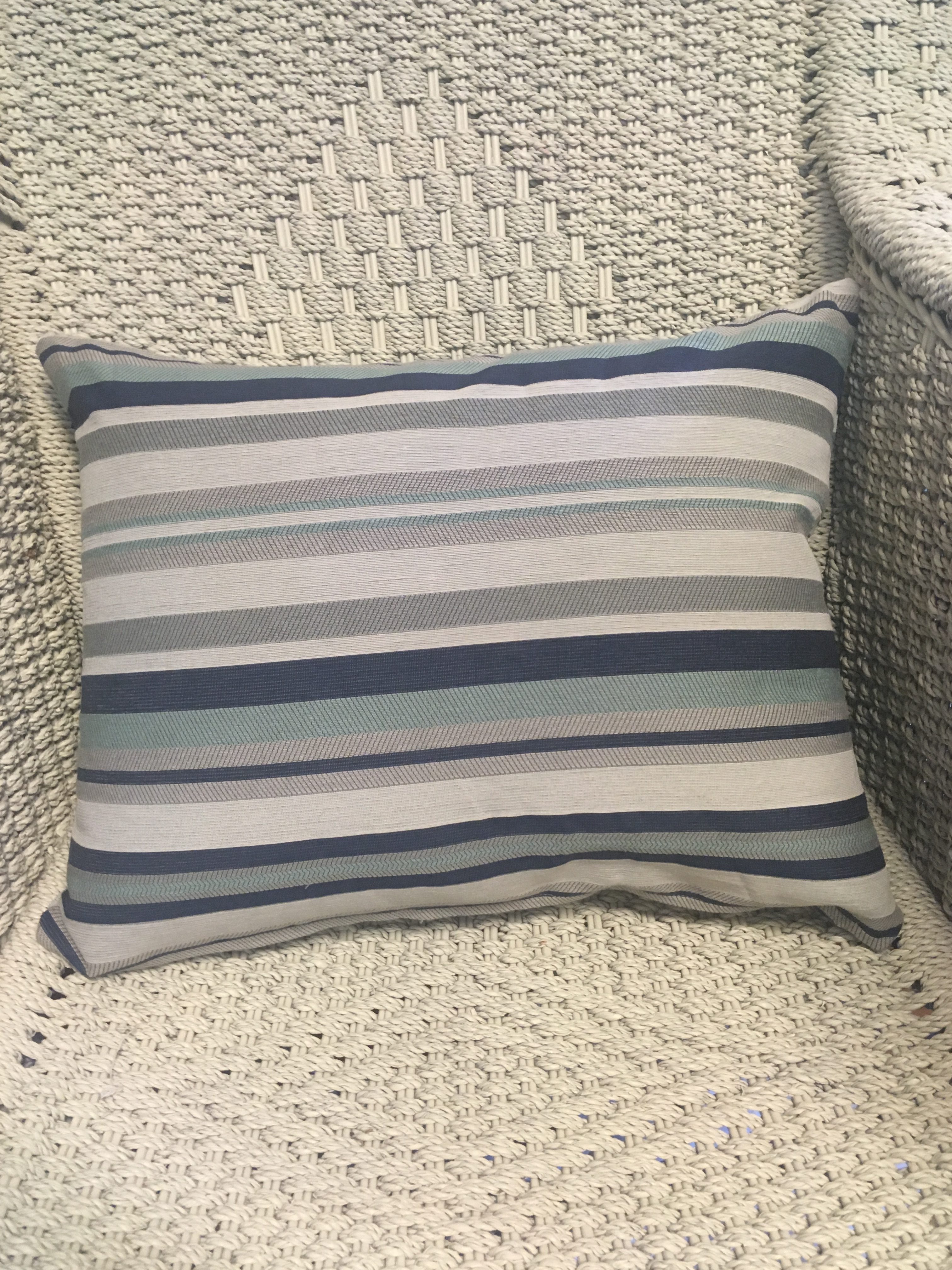 Navy & Mint & Beige Vertical Stripe Cushion Cover Jacaranda Country