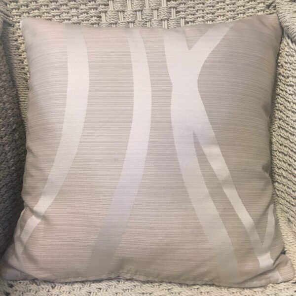 Latte Striped Background with Off White Waves Cushion Cover