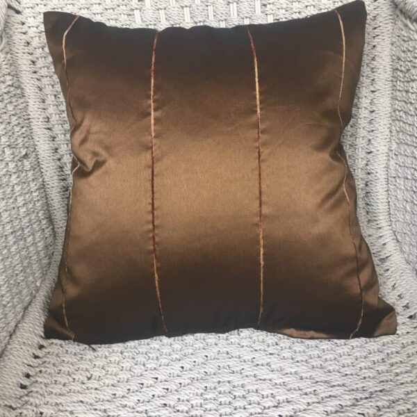 Bronze with Narrow Velour Stripe Scatter Cushion Cover