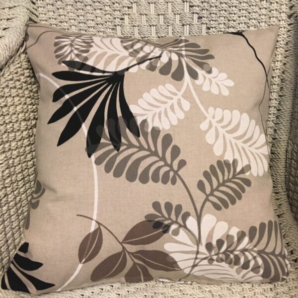 Beige Linen with Brown, White & Black Leaf Scatter Cushion Cover