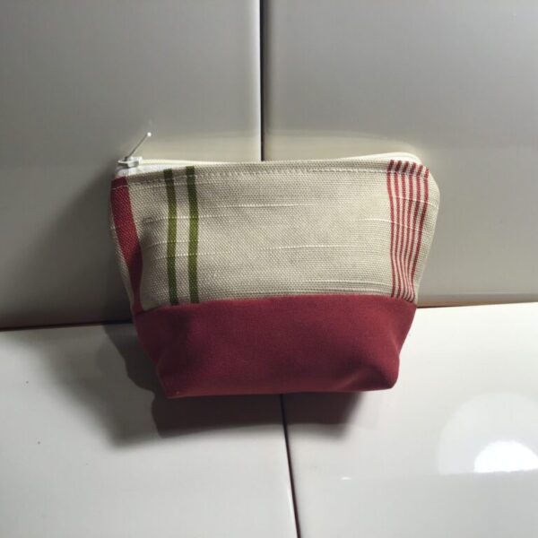 Small Cosmetic Bag - Red & Green Stripes