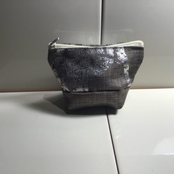 Small Cosmetic Bag - Metallic Mocha Linen