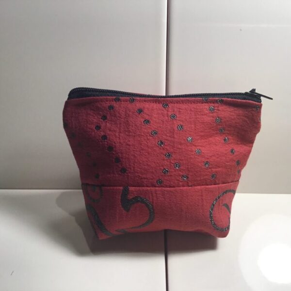 Small Cosmetic Bag - Red & Black Dots