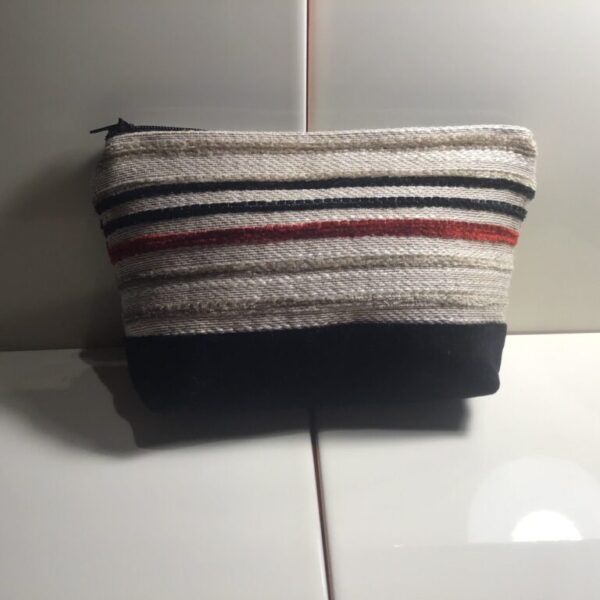 Large Cosmetic Bags - Red & Tan & Black Velvet Stripes