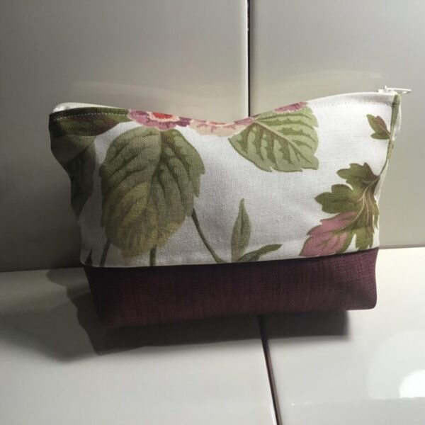 Large Cosmetic Bags - Large Burgundy Floral