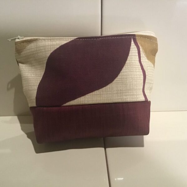 Medium Cosmetic Bags - Burgundy & Tan Leaf (2)