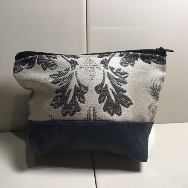 Medium Cosmetic Bags - Silver & Charcoal Scroll (2)