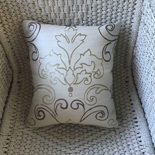 Beige & Chocolate Brown Scroll & Wavy Line Scatter Cushion Cover