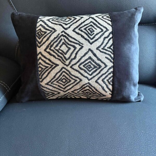 Black & Grey Velvet Diamond Scatter Cushion Cover